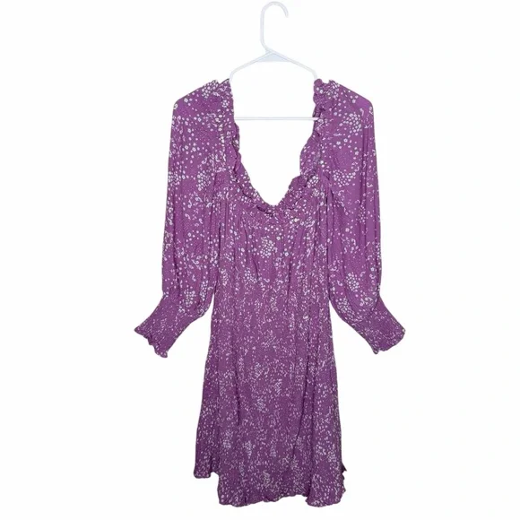Faithfull The Brand Gombardy Mini Dress in Stevie Floral Size XL / US 10 Purple - Picture 5 of 14